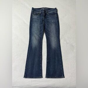 American Eagle Jeans‎ Womens 4 Short Blue Kick Boot Bootcut Low Rise Distressed